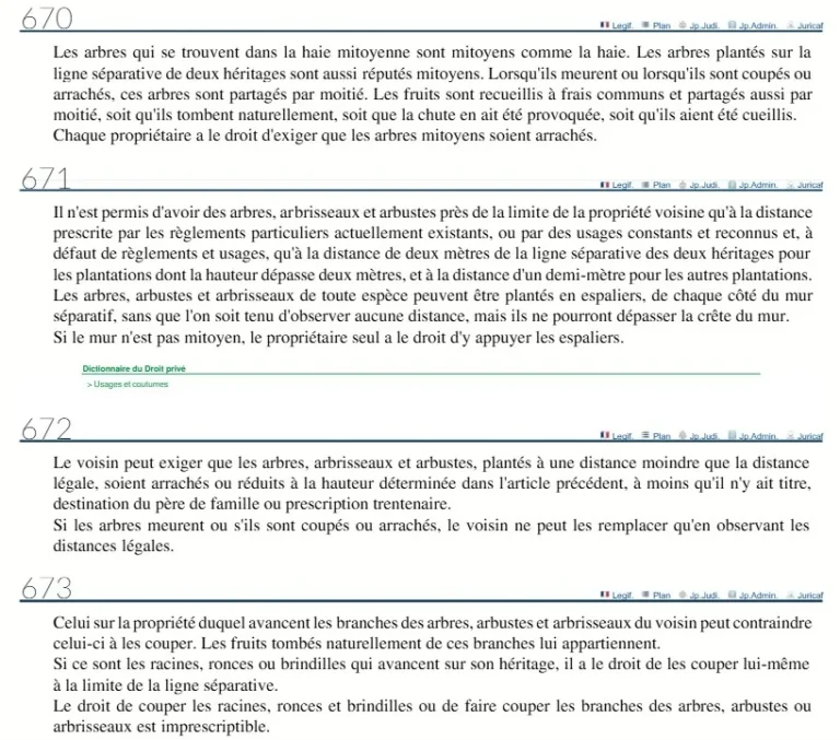 Article 672-672-673 du Code Civil