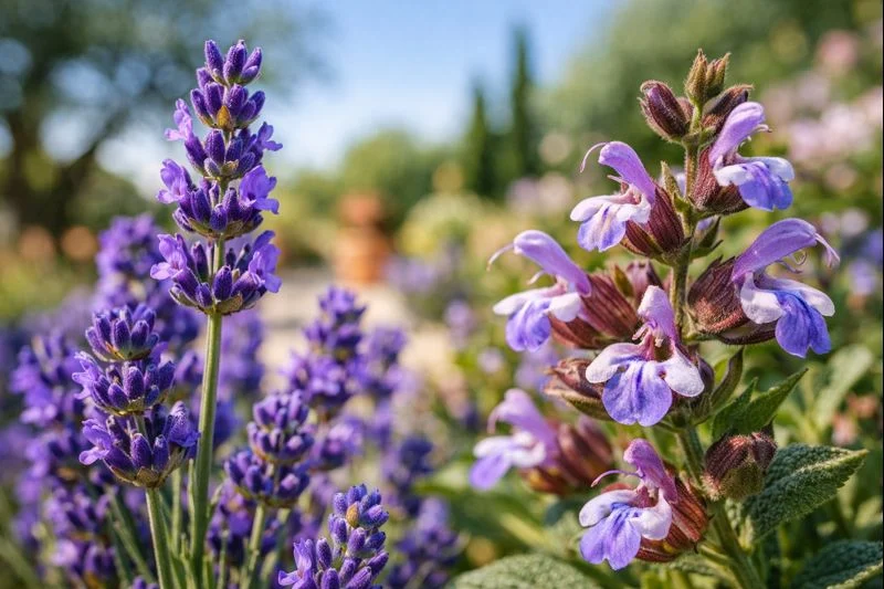 Jardin provençal à Toulon avec olivier, lavande et massifs méditerranéens