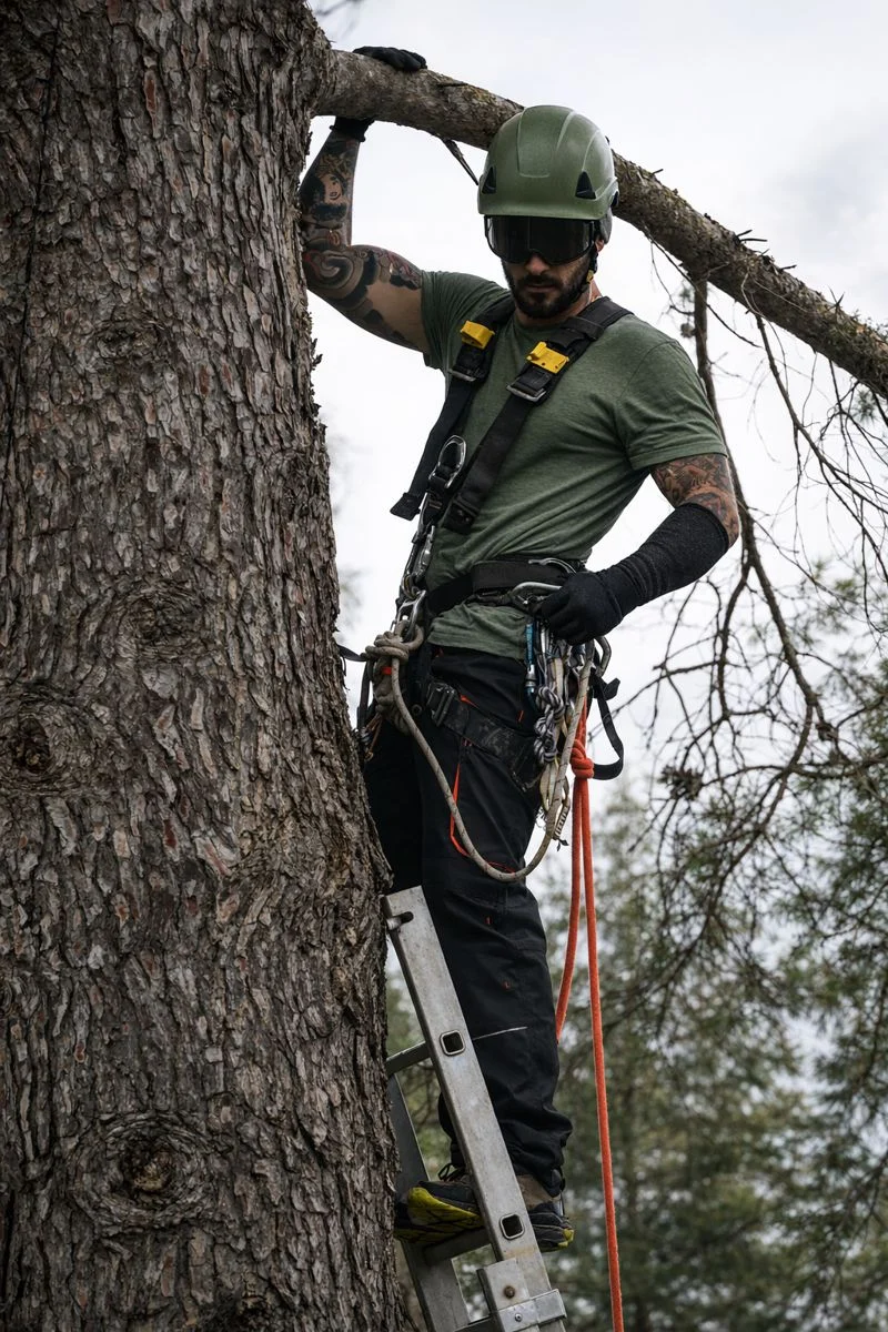 Élagage d’un arbre à La Garde dans le Var par un élagueur professionnel, taille raisonnée réalisée en toute sécurité dans un jardin méditerranéen