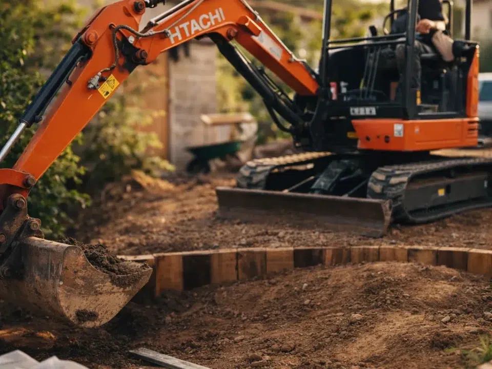 Travaux de terrassement avec mini-pelle pour préparation du terrain