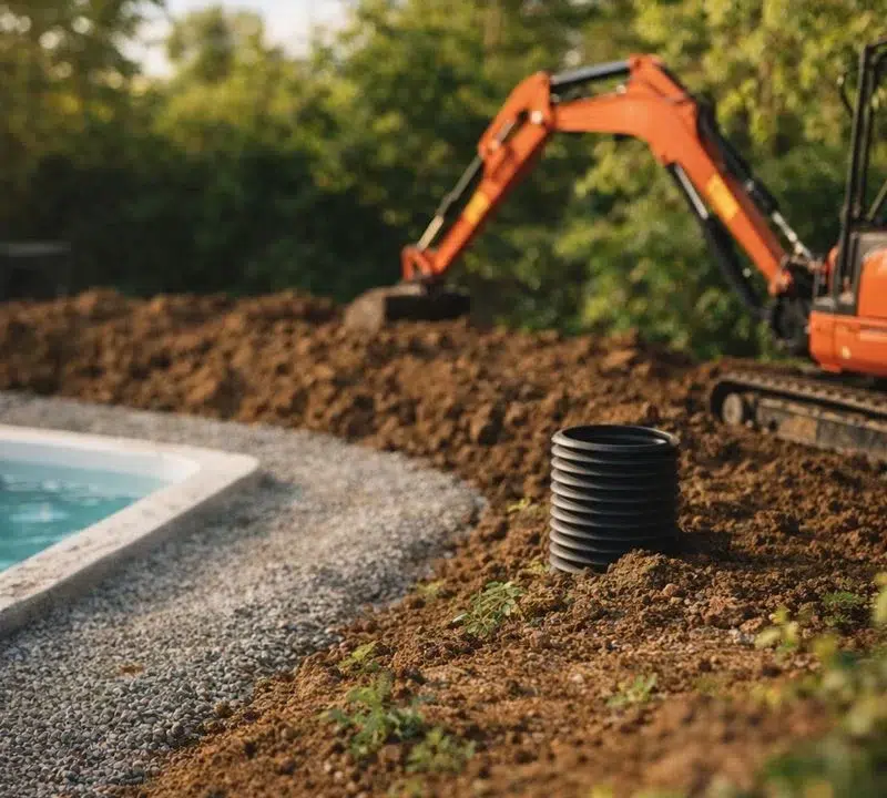 Travaux de terrassement de jardin à La Crau réalisés à la mini-pelle